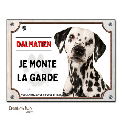 plaque dalmatien attention au chien panneau portail je monte la garde