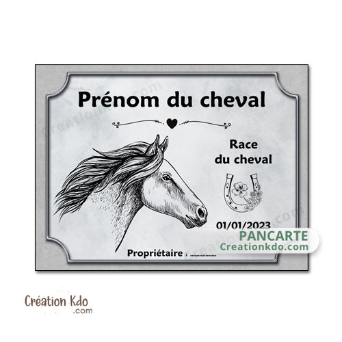 plaque de box cheval personnalisée panneau écurie chevaux race naissance nom pancarte aluminium