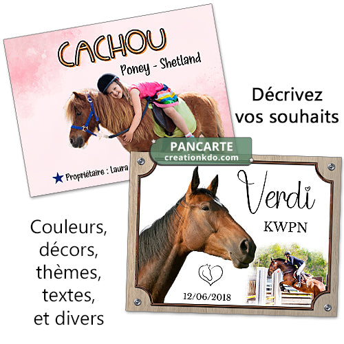 plaque de box photo cheval panneau chevaux écurie personnalisée