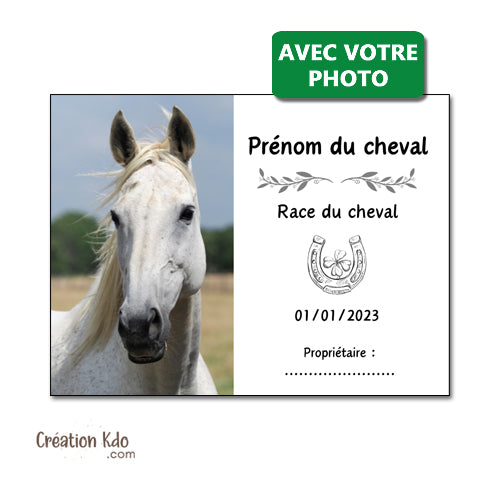 plaque de box photo cheval panneau chevaux écurie personnalisée
