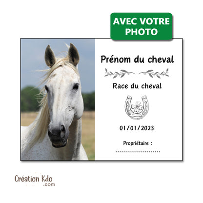 plaque de box photo cheval panneau chevaux écurie personnalisée