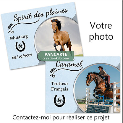 plaque de box personnalisée cheval avec votre photo panneau écurie pancarte