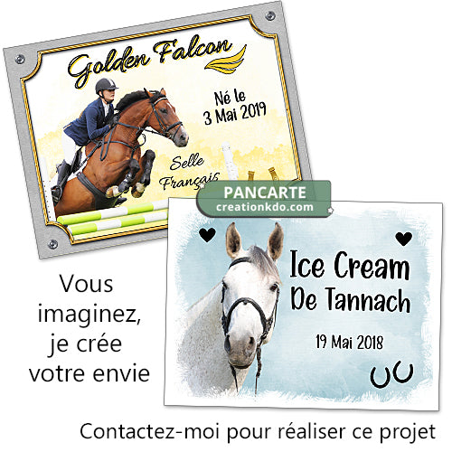 plaque de box photo cheval panneau chevaux écurie personnalisée