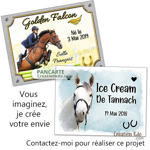 plaque de box photo cheval panneau chevaux écurie personnalisée