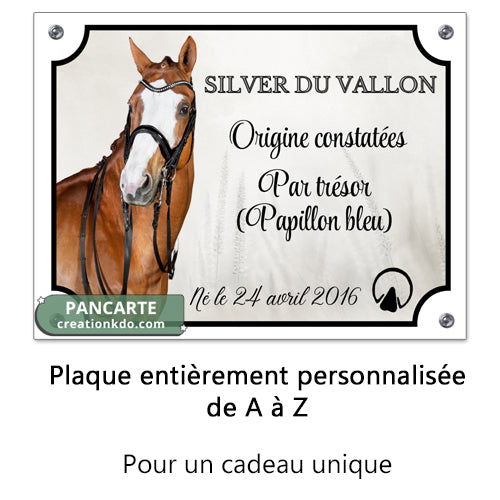 plaque de box photo cheval panneau chevaux écurie personnalisée