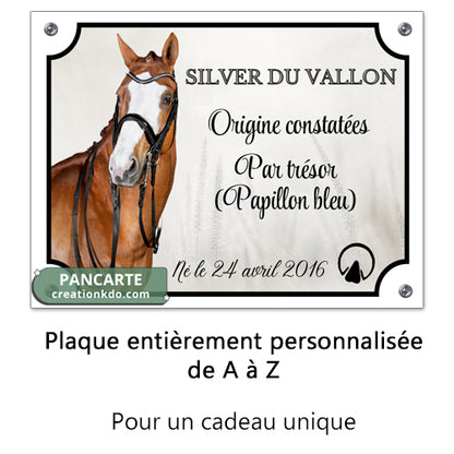 plaque de box photo cheval panneau chevaux écurie personnalisée