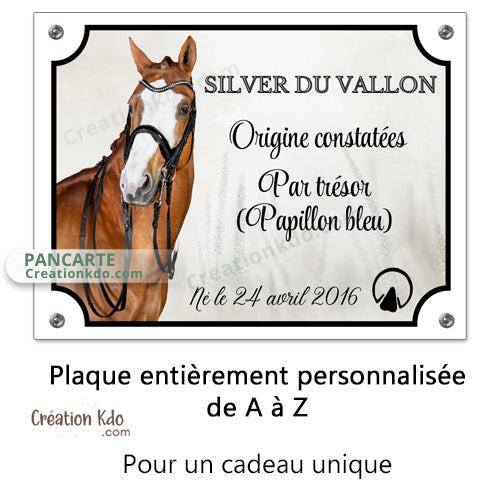 plaque de box photo cheval panneau chevaux écurie personnalisée