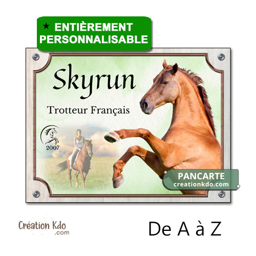 plaque de box photo cheval panneau chevaux écurie personnalisée