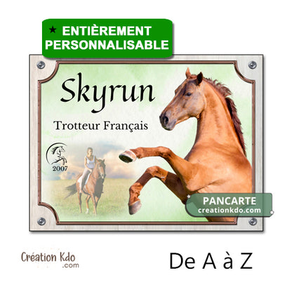 plaque de box photo cheval panneau chevaux écurie personnalisée