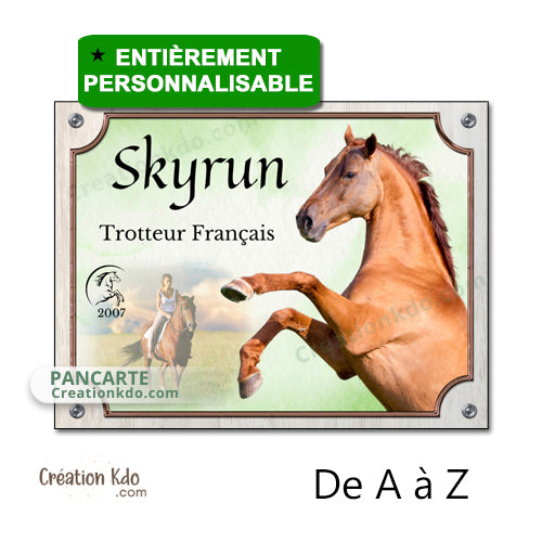 plaque de box photo cheval panneau chevaux écurie personnalisée