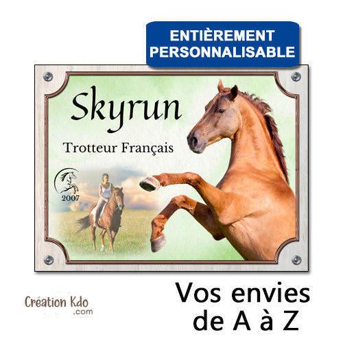 plaque de box photo cheval panneau chevaux écurie personnalisée