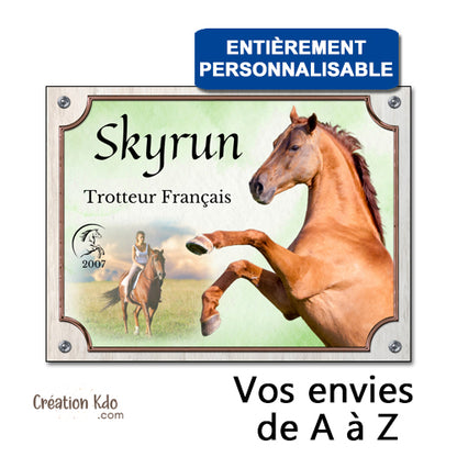 plaque de box photo cheval panneau chevaux écurie personnalisée