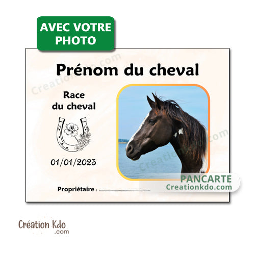 plaque de box photo cheval personnalisée panneau chevaux écurie