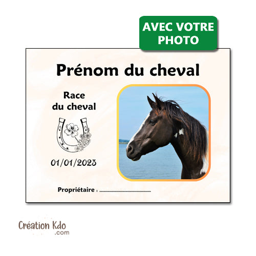 plaque de box photo cheval personnalisée panneau chevaux écurie