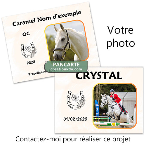 plaque de box photo cheval personnalisée panneau chevaux écurie