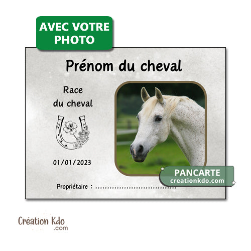 plaque de box cheval avec photo personnalisée panneau écurie