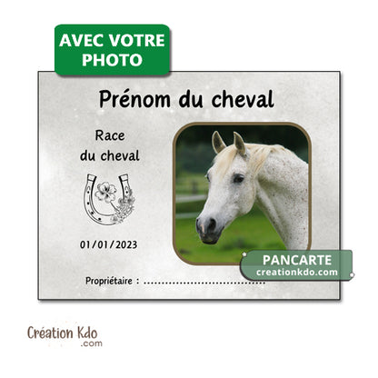 plaque de box cheval avec photo personnalisée panneau écurie