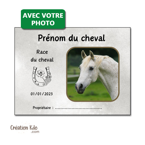 plaque de box cheval avec photo personnalisée panneau écurie