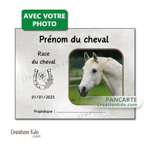 plaque de box cheval avec photo personnalisée panneau écurie