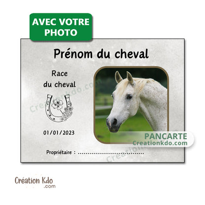 plaque de box cheval avec photo personnalisée panneau écurie