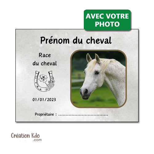 plaque de box cheval avec photo personnalisée panneau écurie