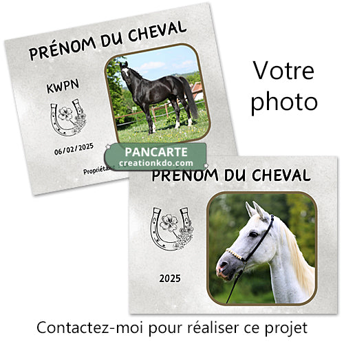 plaque de box cheval avec photo personnalisée panneau écurie