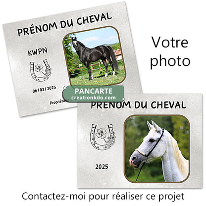 plaque de box cheval avec photo personnalisée panneau écurie
