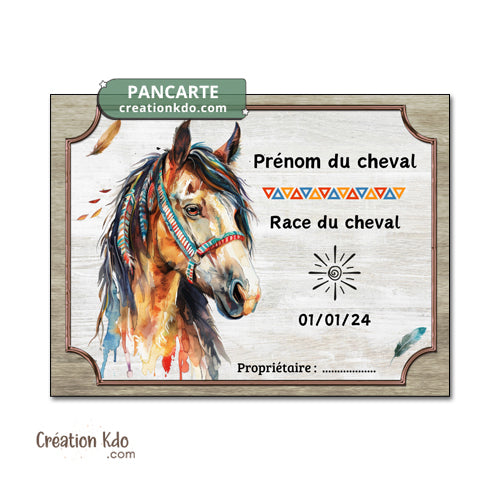 plaque de box cheval native américa personnalisée panneau écurie chevaux race naissance nom pancarte en aluminium 