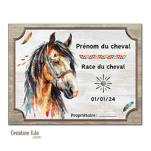 plaque de box cheval native américa personnalisée panneau écurie chevaux race naissance nom pancarte en aluminium 