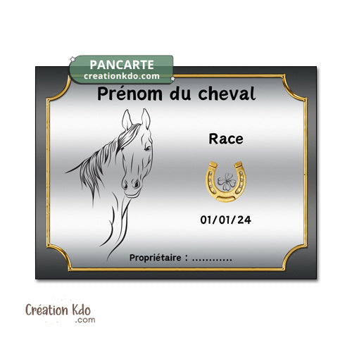 plaque de box cheval personnalisée panneau écurie chevaux race naissance nom