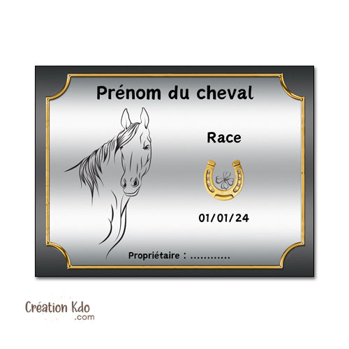plaque de box cheval personnalisée panneau écurie chevaux race naissance nom