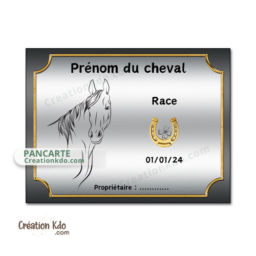 plaque de box cheval personnalisée panneau écurie chevaux race naissance nom