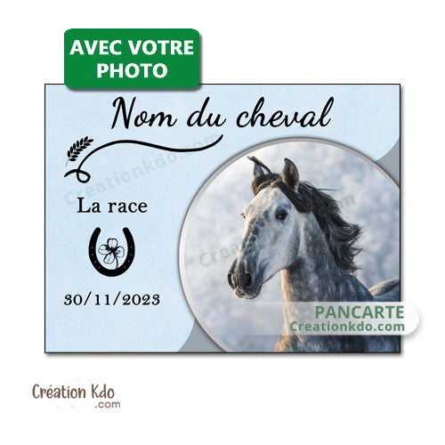 plaque de box personnalisée cheval avec votre photo panneau écurie pancarte