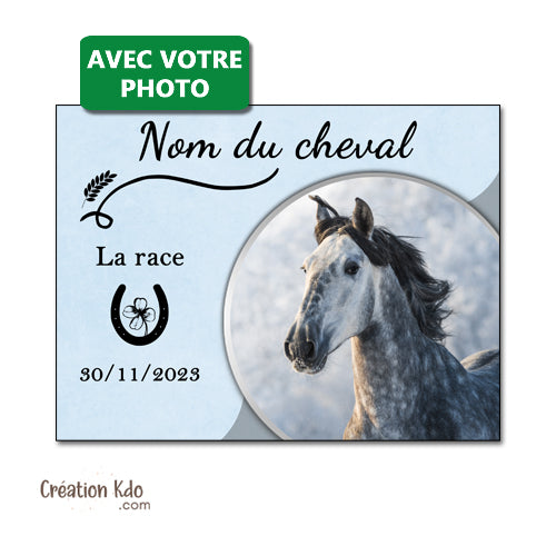 plaque de box personnalisée cheval avec votre photo panneau écurie pancarte