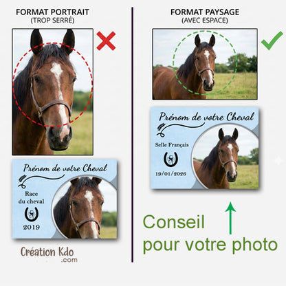 plaque de box personnalisée cheval avec votre photo panneau écurie pancarte