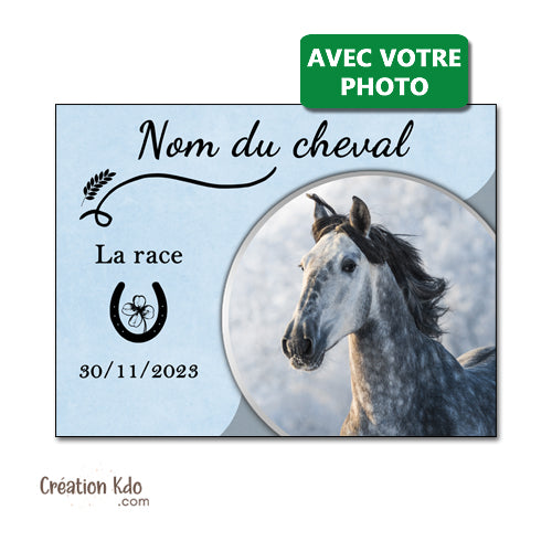 plaque de box personnalisée cheval avec votre photo panneau écurie pancarte