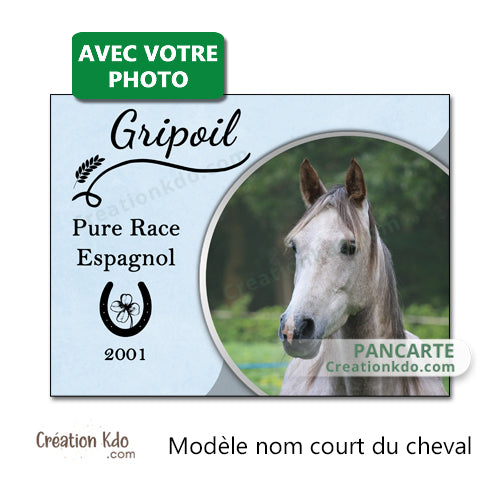 plaque de box personnalisée cheval avec votre photo panneau écurie pancarte