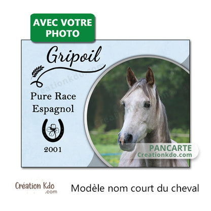 plaque de box personnalisée cheval avec votre photo panneau écurie pancarte