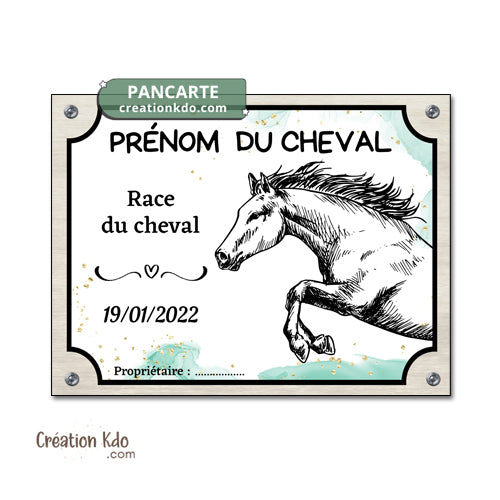 plaque de box cheval personnalisée panneau écurie chevaux race naissance nom