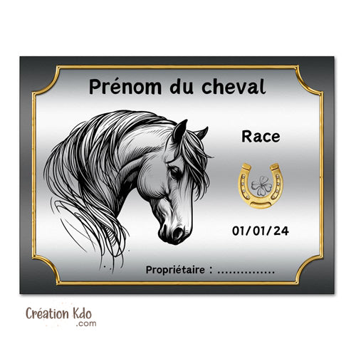 plaque de box cheval personnalisée panneau écurie chevaux race naissance nom pancarte en aluminium