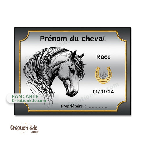 plaque de box cheval personnalisée panneau écurie chevaux race naissance nom pancarte en aluminium