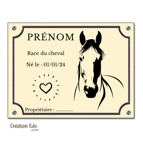 plaque de box cheval à personnaliser panneau nom chevaux poney sellerie idée cadeau