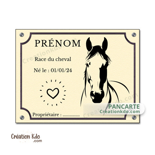 plaque de box cheval à personnaliser panneau nom chevaux poney sellerie idée cadeau
