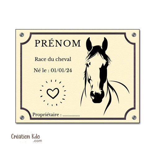 plaque de box cheval à personnaliser panneau nom chevaux poney sellerie idée cadeau