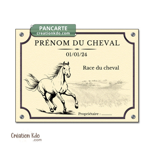 plaque de box cheval à personnaliser panneau nom chevaux poney sellerie idée cadeau