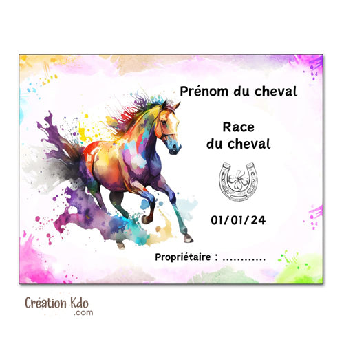 plaque de box cheval personnalisée panneau écurie chevaux race naissance nom pancarte aluminium cadeau