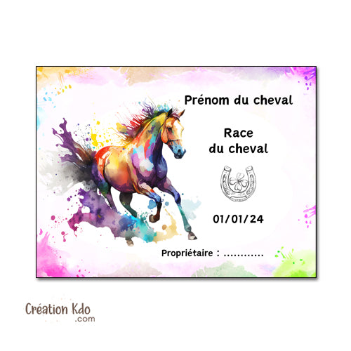 plaque de box cheval personnalisée panneau écurie chevaux race naissance nom pancarte aluminium cadeau
