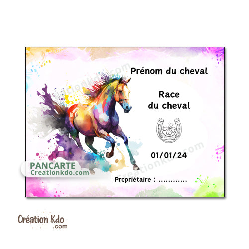 plaque de box cheval personnalisée panneau écurie chevaux race naissance nom pancarte aluminium cadeau