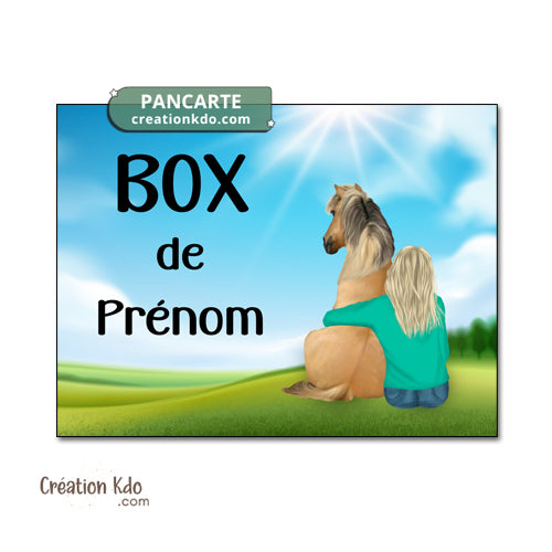 plaque de box personnalisée cheval panneau écurie prairie nom chevaux poney