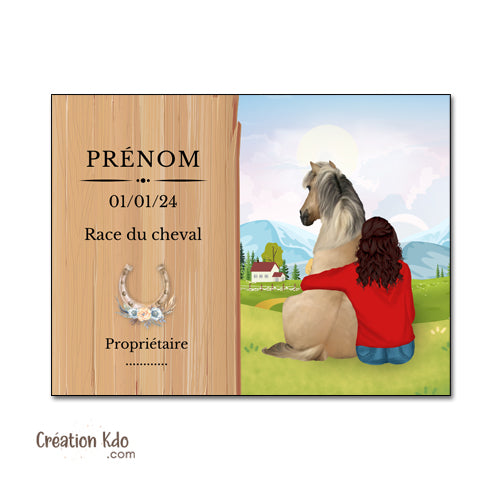 plaque de box cheval personnalisée panneau écurie pancarte